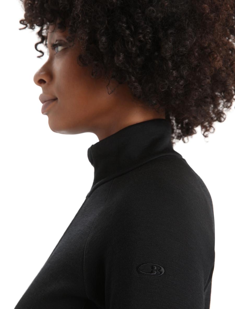 Sweat À Capuche Icebreaker RealFleece™ Merino Elemental Long Sleeve Zip Femme Noir | FR 1666FDNM